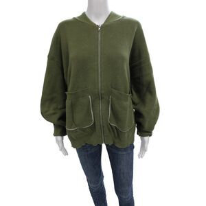 Krost Unisex Full-Zip Hoodie Green 100% Cotton Army Fall Size S